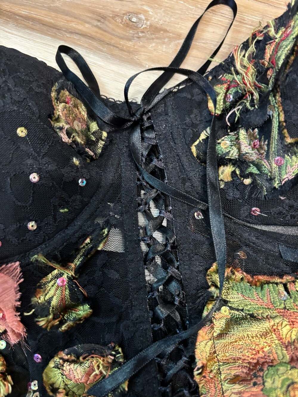 Vintage Alberto Makali Floral Lace and Embroidery Corset Bustier Top Silk Blend - Picture 6 of 10